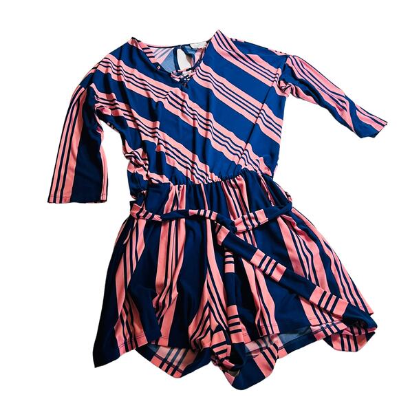 Market & Spruce Multicolored Striped Romper Size Small Petite Blue Pink - Picture 9 of 9